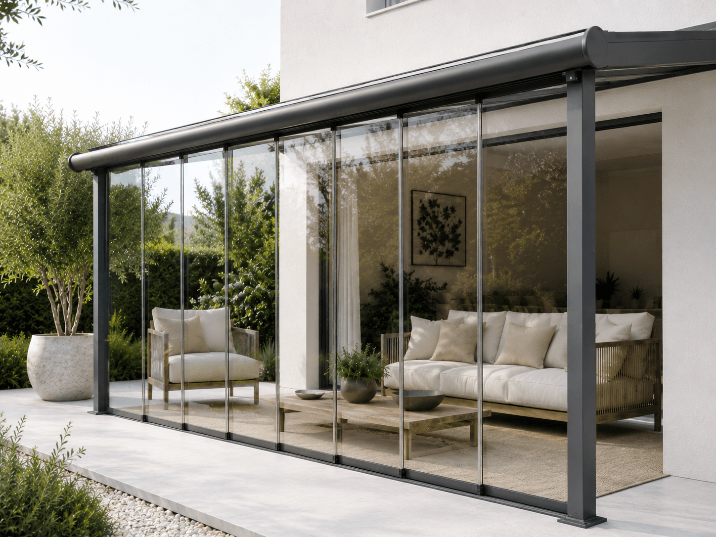 Klassische Glasschiebewände: mehr Komfort für Terrasse, Pergola und Überdachung